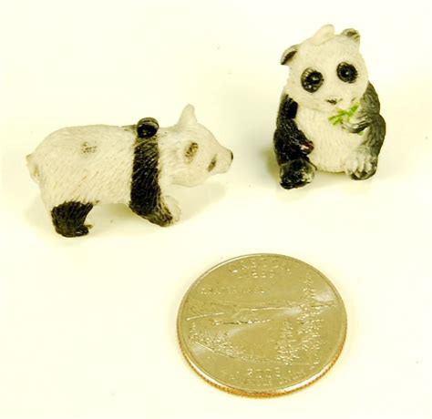 Plastic Panda Bears 10 Lot Mini Zoo Animals Toy Fun Craft Set Kids T