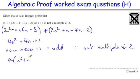 How To Do Algebraic Proof Gcse Maths Revision Higher Level Exam