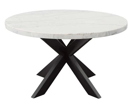 Xena 52 Inch Round Dining Table White Marble Top Dfw Furniture Co