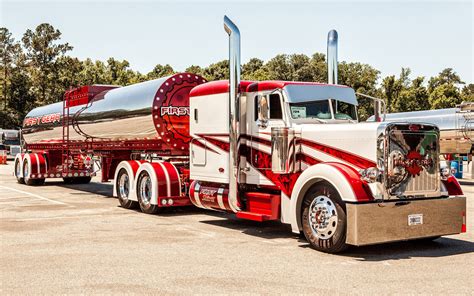 Red And White Peterbilt Truck