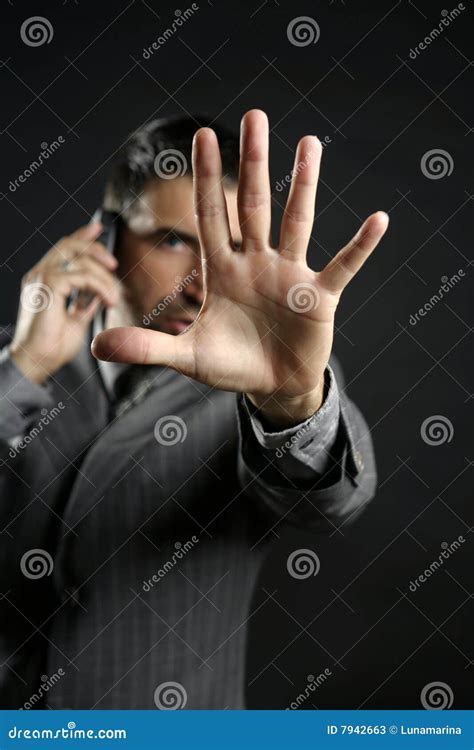 Angry Businessman Saying Stop Hand Stock Image Image Of Lifestyle