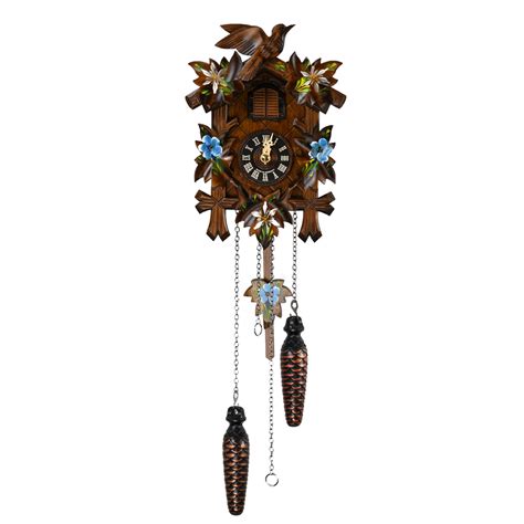 1 Day Black Forest Carved Cuckoo Clock With Hand Painted Edelweiss By