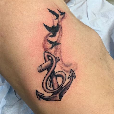 Treble Clef Anchor With Birds Tattoo Tattoos Private Tattoos Birds