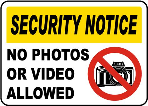 No Photos Or Video Allowed Sign F7021 By