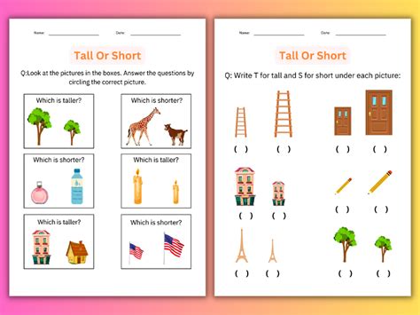Printable Tall And Short Worksheets Tall Or Short Activities For