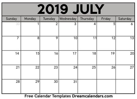 As we have already discuss in brief and in point for these two months. July 2019 calendar | free blank printable templates