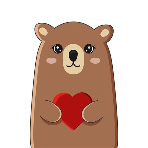 Cute Cartoon Bear Holding Heart Be My Valentine Greeting Card Vector