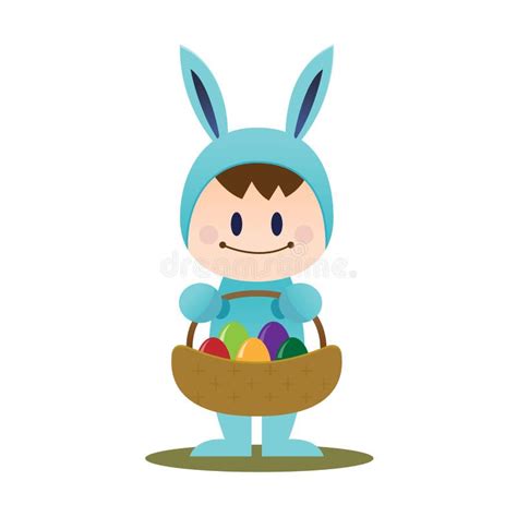 Easter Bunny Carry Egg Basket Stock Vector Illustration Of Basket