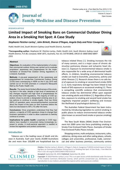 PDF Limited Impact Of Smoking Bans On Commercial Outdoor Dining Area