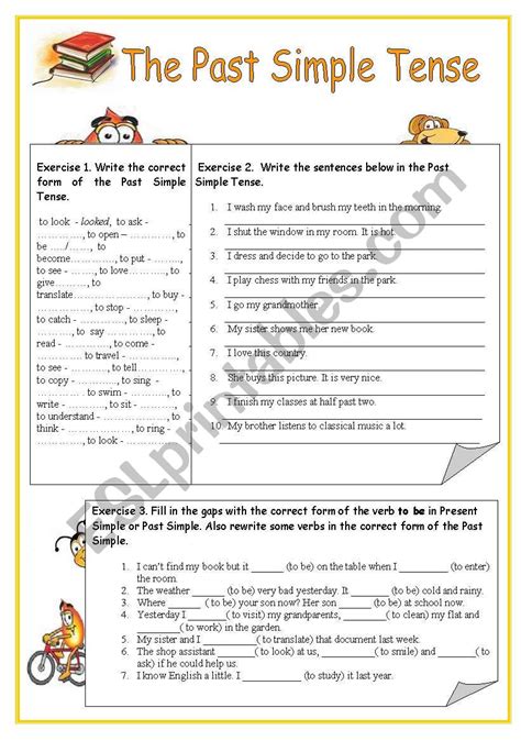 Simple Past Tense Exercises Worksheet Worksheets For Kindergarten