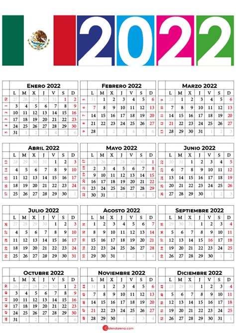 Calendario 2022 Mexico Con Festivos Pdf Calendario Para Imprimir