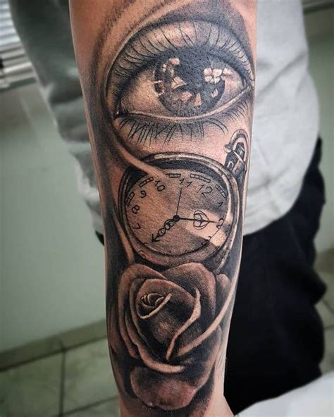 Eye Clock Rose Tattoo Clock And Rose Tattoo Rose Tattoo Tattoos