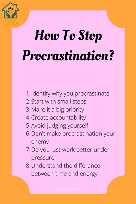 Easy Ways To Stop Procrastination With Self Improvement Simply Life Tips