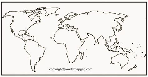Political World Map Outline Printable Pdf In Black And White