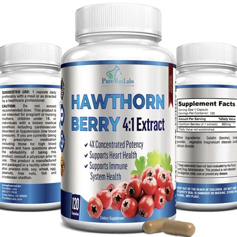 Hawthorn Berry 41 Extract 120 Capsules Supports Healthy Blood