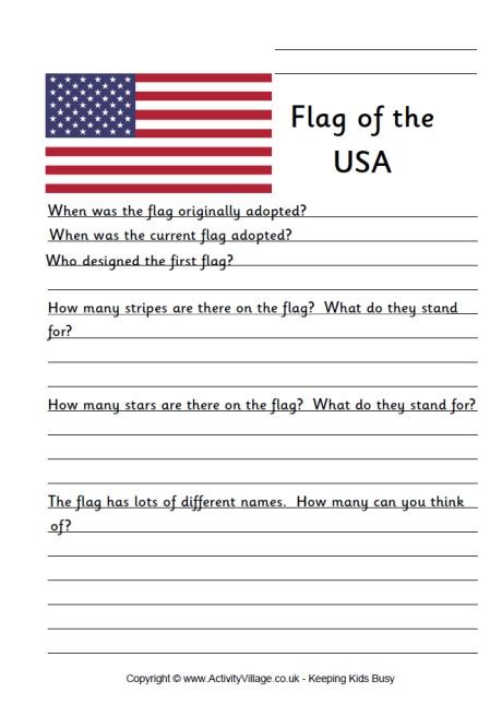 The United States Flag Worksheets 99worksheets