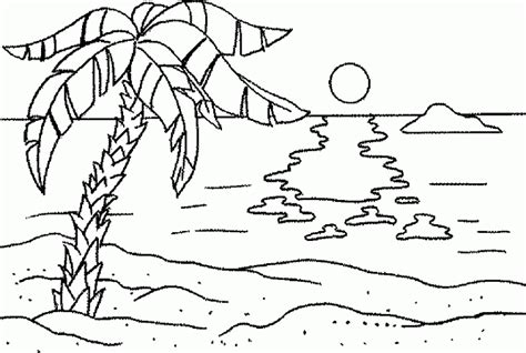 Coloriage plage d’une île déserte à imprimer et colorier