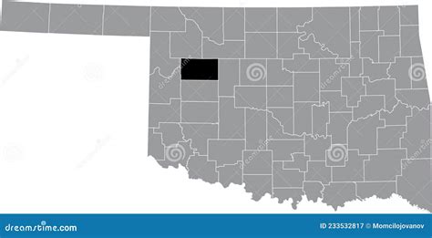 Location Map Of The Dewey County Of Oklahoma Usa Stock Vector