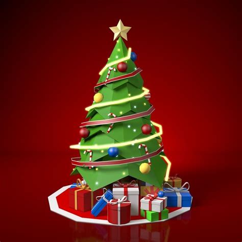 D Model Low Poly Christmas Tree Vr Ar Low Poly Cgtrader