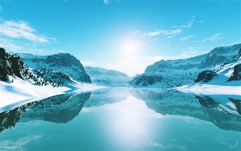Nature Landscapes Earth Snow Sky Sunny Clouds Lakes