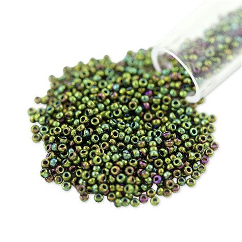 Miyuki Round Rocaille Seed Bead 150 Metallic Dark Green 3 Gram Tube