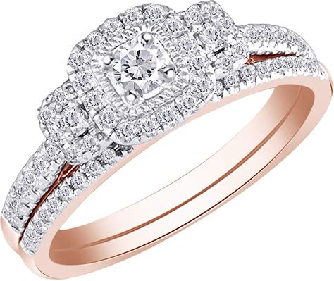 Amazon Com Carat Cttw Round Natural Diamond Bridal Wedding