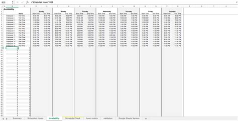 Employee Scheduling Excel Template 30 Minute Blocks Over 7 Days