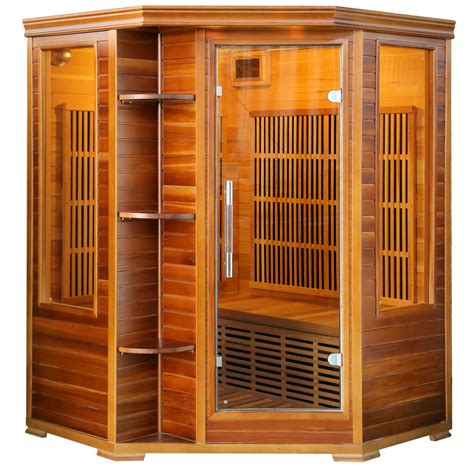 radiant saunas cedar elite infrared sauna for 3 people with 7 low emf carbon heaters and audio