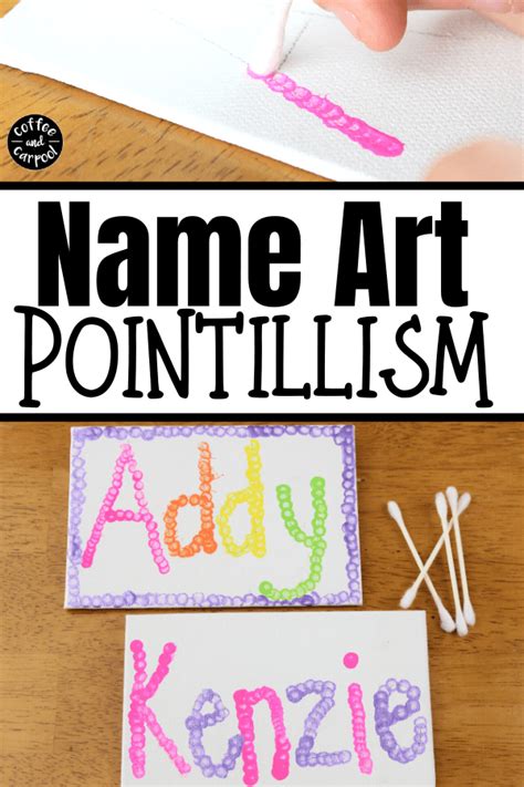 How To Make Name Art With Pointillism Kindergarten Art Lessons Name
