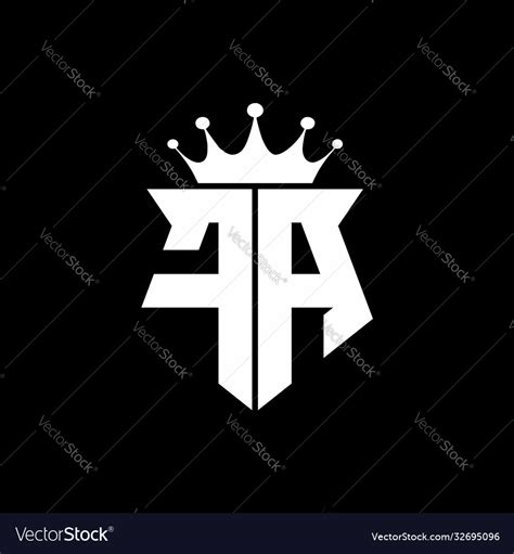 Fa Logo Monogram Shield Shape With Crown Design Vector Image