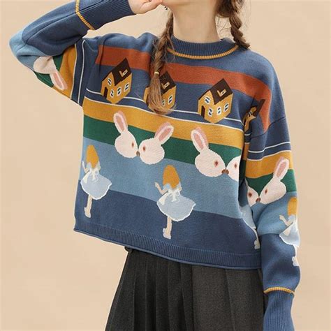 Aesthetic Retro Cute Rabbit Sweater Cosmique Studio