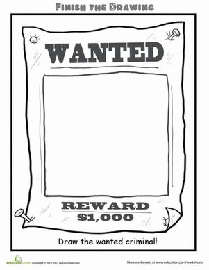 Free Preschool Wanted Poster Coloring Pages