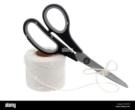 Roll Of Hemp String And Scissor Isolated On White Stock Photo Alamy