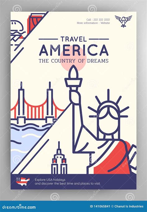 United States Of America Travel Poster Stock Vector Illustration Of