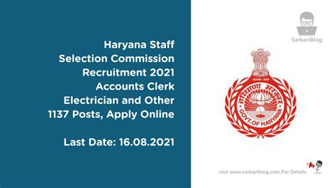haryana staff selection commission recruitment 2021