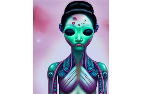 Big Eyed Green Alien Female Graphic By L M Dunn · Creative Fabrica