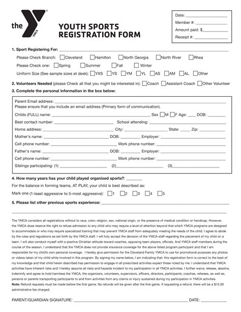 Youth Sports Registration Form Templates At