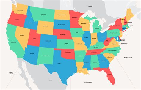 Estados Unidos Pa S Mapa Con Estado Nombres Vector En Vecteezy