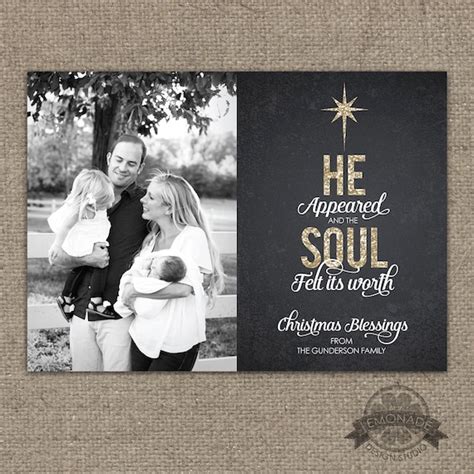 Christian Christmas Cards Gold Glitter Chalkboard He Appeared Soul