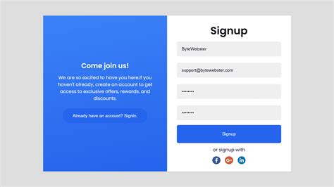 Responsive Sliding Signup And Login Form Bytewebster