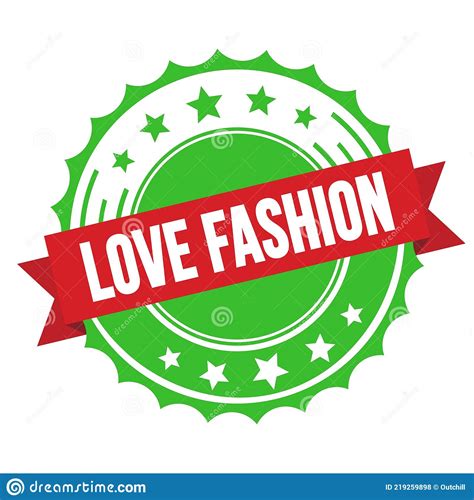 Love Fashion Text On Red Green Ribbon Stamp Stock Illustration