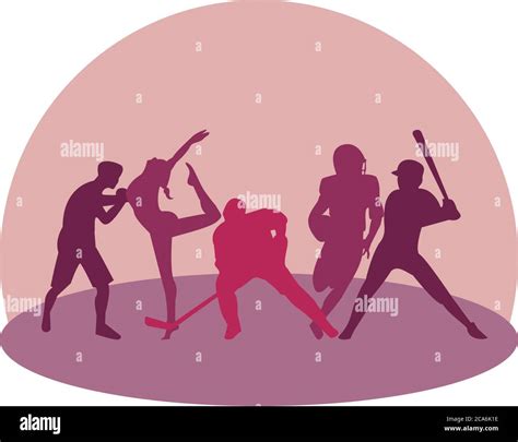 Group Of Athletic People Practicing Sports Silhouettes Vector