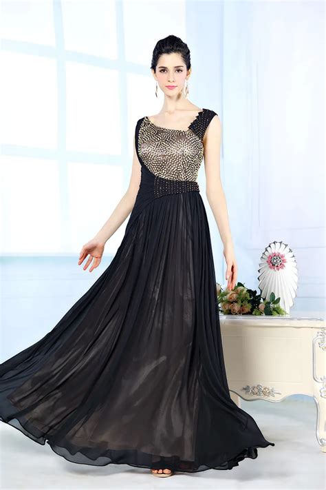 Designer Evening Dresses Sexy V Neck Crystal Beaded Dress A Line Black