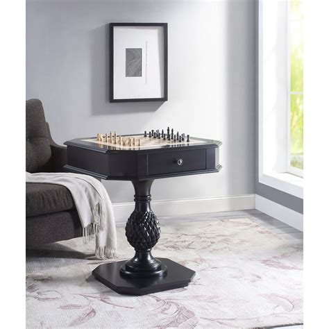Acme Bishop Ii Wooden Frame Square Game Table In Black