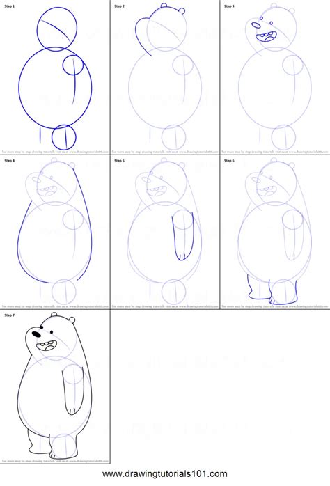 how to draw gizzly bear from we bare bears printable step by step drawing sheet
