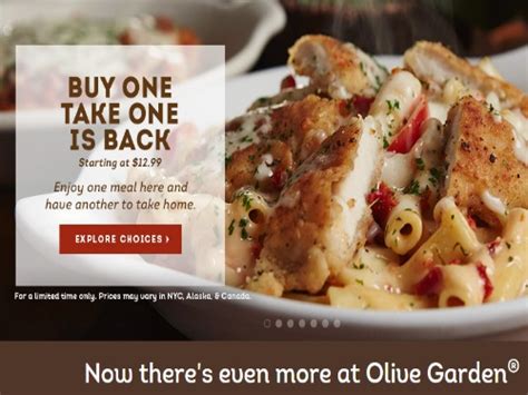 Olive garden printable coupons are available for purchase through ebay. Olive Garden Buy One Entree Take One Home