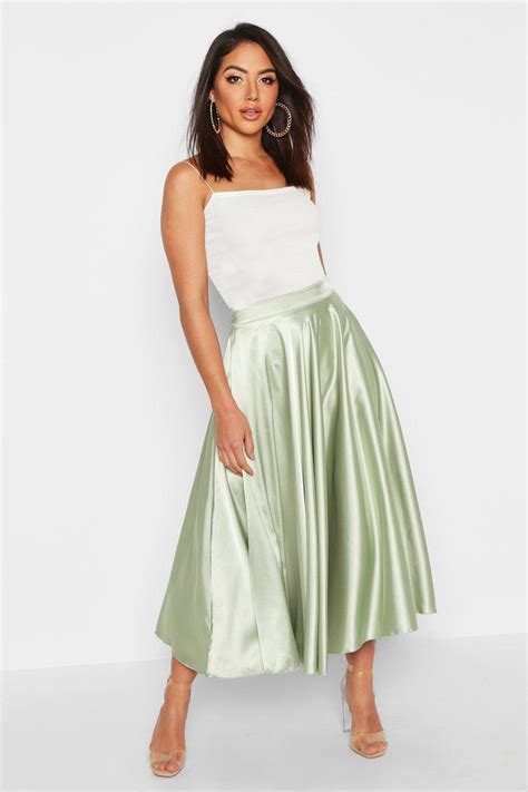 Satin Full Midi Skirt Faldas Largas De Vestir Faldas Falda De Satén