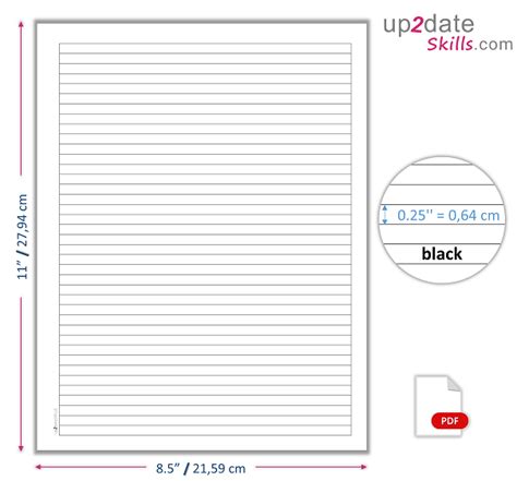 Printable Lined Paper Narrow Ruled Us Letter Size Up2dateskills