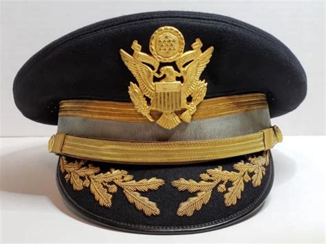 Original Us Army Infantry Officers Dress Blue Visor Cap Field Grade