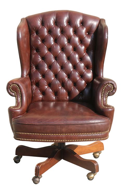 Vintage Office Leather Chair With Wheels Has No Rips Or Damages Rolls